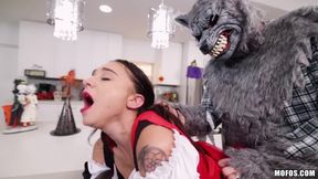 Brunette Spinner Fucks On Halloween - Cosplay Sex with Red Riding Hood Kharlie Stone