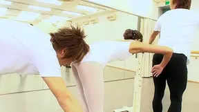 Flexi Japanese Ballet Babe Takes On Three Guys Together