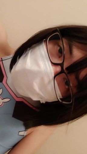 Japanese Crossdresser Overwatch D.va Cosplay Cock