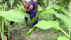 I see my aunty going towards the banana plantation, I followed her and hugged her and started fucking her in the plantation.