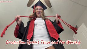 Graduation Upskirt Tease and Pee Worship