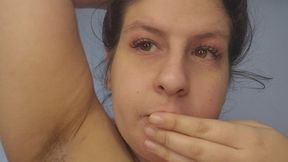 Hairy armpits touching and smelling them