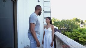 Stripping Stepdaughter Addicted to Huge Cock