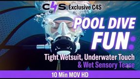 Pool Dive Fun: Tight Wetsuit, Underwater Touch & Wet Sensory Tease - 10 Min MOV HD