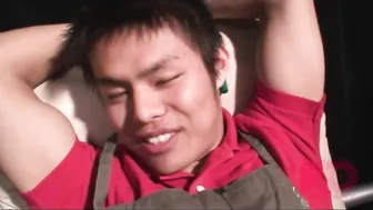Twink bookstore worker Makoto Kindo gets his big cock stroked