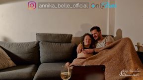A Couple in Love Watches Porn on the Couch to Start the Fire conversation and dirty Talk