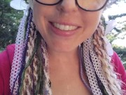 Nerdy Faery Wets Her Red Romper in The Woods