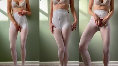 Angelic pee in white tights desperate wetting for you