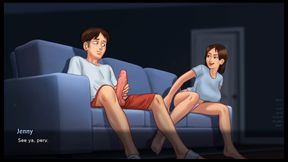 Lucky Dude Kisses His MILF Landlady Then His Girlfriend Gives Him a Footjob - Summertime Saga By DarkCookie