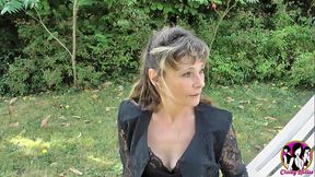 Bourgeoise slutty milf M&eacute_lodie becomes mad with 3 men and first gang-bang of her life