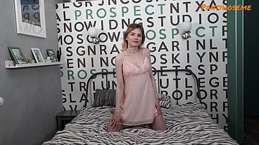 Cute Young Milka Uses Sex Toy In Crotchless Pantyhose Then Gives Head In POV