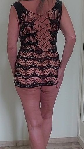 Martina in a Fishnet Bodysuit