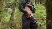 Ghostface jerks off in the woods while almost getting caught