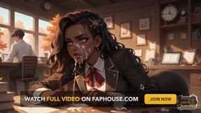 A Steamy Ebony Man Hits a College Girl, Splattering Gravy on Her Face. at the Same Time, He Has an Climax on the Desk!