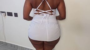 White Sundress Black Thong Reveal