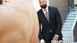 Bearded hunk Dani Robles groans as hung Jacob Lords destroys him