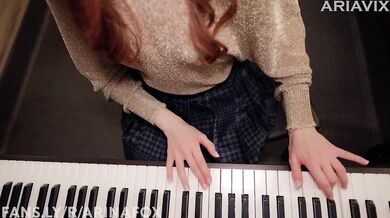 Music is fun when a student has no panties | piano lessons | SEX with Teacher | cum on face