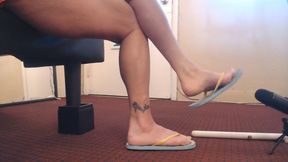 ASMR lemon blue flip flops shoe play slap