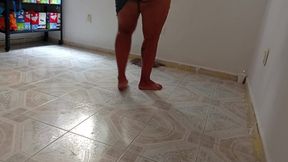 Chubby mom records herself and sends me a video doing cleaning in a thong 2