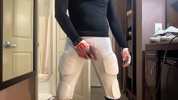 Jerking nice cock in football gear and smelling my musk