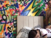 My delicious stepdad fucks me foursome for not doing homework