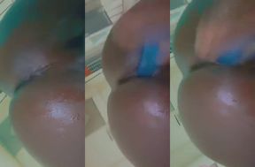 Almost caught fucking myself on the clock with a black tranny creampie