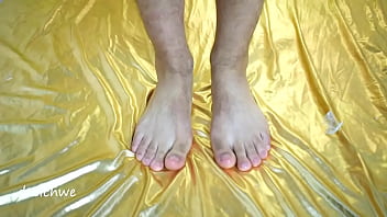 Feet with condoms