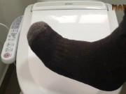 CUM HOME FROM WORK - IN A RUSH TO RELEASE - CUM FEET SOCKS SERIES - MANLYFOOT 💦 🧦