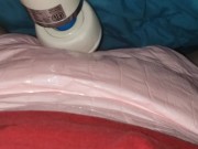 Playin with my magic wand in my pretty pink wet diaper