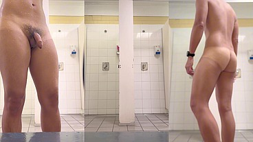 Dry Off and Cum in Public Shower Room