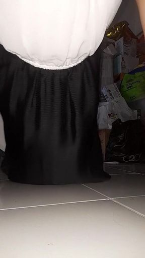 Silky Dress Lining Filled With Cum