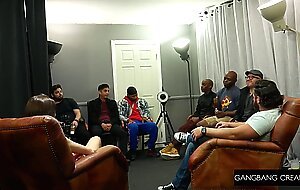 GangbangCreampie - Smokin Hot Brunette Babe Joins In A Gangbang And Gets Anal Creampie