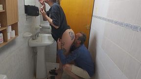 Horny Guy Has Some Quickie In the Bathroom With His Brother's Curvy Blonde Latina PAWG Wife