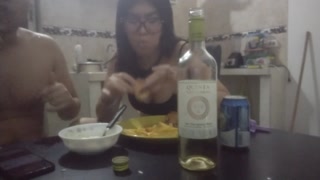 Chef and waitress dinner, flirting from Latina to mature. perfect body, Colombian