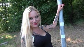 hardest outdoor gangbang with skinny blonde - farmers get to fuck for free!