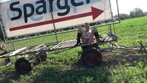 hardest outdoor gangbang with skinny blonde - farmers get to fuck for free!