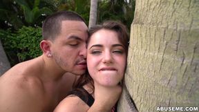 cute teen tied to tree and fucked
