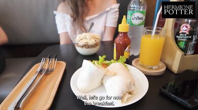 Huge Cumshot Floods Natural Tits Slim Teen Bangkok Blowjob Vlog