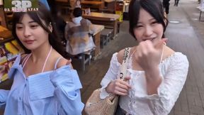 Cute Busty Duo in Swimwear. Playful Three Way Summer Encounte