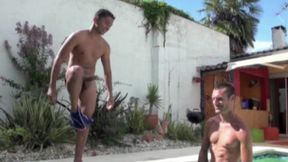 Youlg Latino fuck his gay friendin the swimming pool