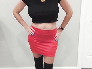 Ebony Haunch High Socks & Red Mini Petticoat