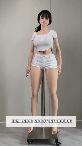 Curvy blonde pro plays with her robot doll sex toy