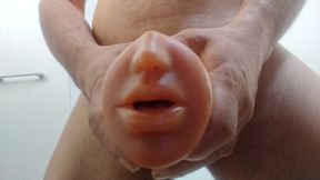 Early morning horny guy masturbating and huge load of cum