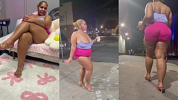 Ultimate Leg Tease - Natural Big Booty And Tits - Moaning - Seductive - High Heels - Daisy Dukes Short Shorts - Walking
