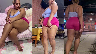 Ultimate Leg Tease - Natural Big Booty And Tits - Moaning - Seductive - High Heels - Daisy Dukes Short Shorts - Walking