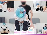 Cute girl with mask cosplay Rem play toys, got fucked and cum in mouth