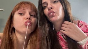 Juicy Drool of Two Girls is Your Food - POV Spitting Femdom (MP4 HD 1080p)