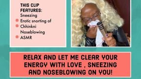 ASMR Reiki therapy sneezes on you , blows her nose on you to heal you