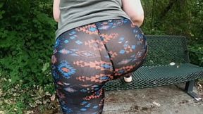 Mom's Big Butt&#x1F351; Visible in Thin Pants Outdoor Walk