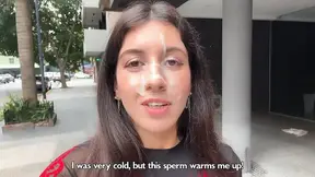 I love to Walking Covered in Cum ! Please Cum on my Face! - Cumwalk on Street